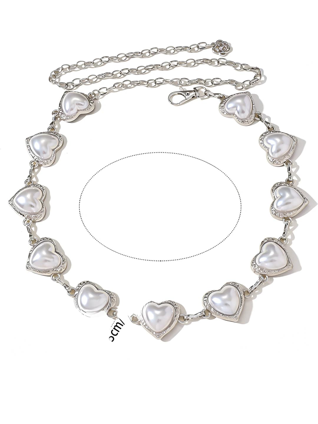 White pearl heart waist chain