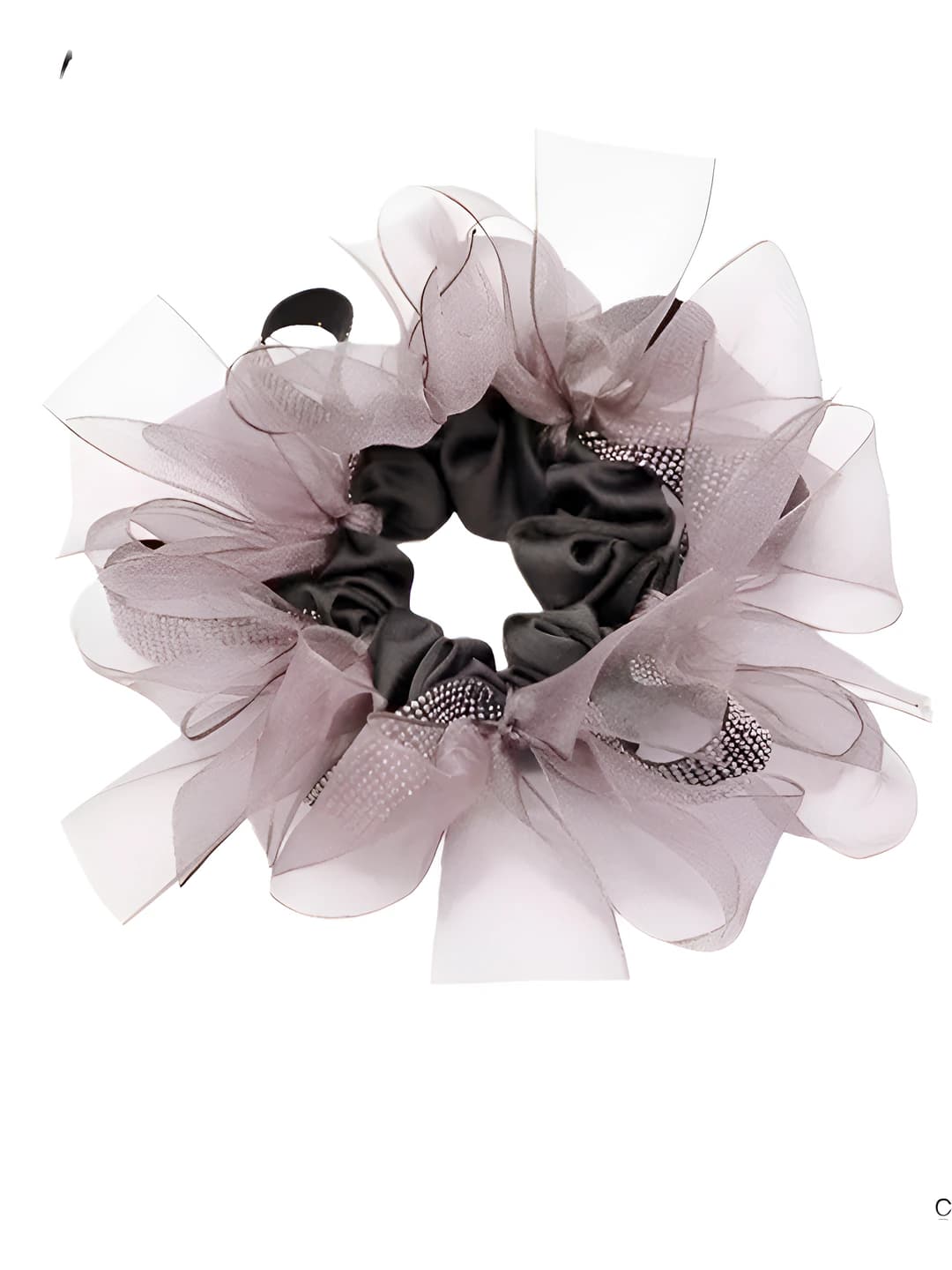 Pink ribbon rhinestone scrunchie