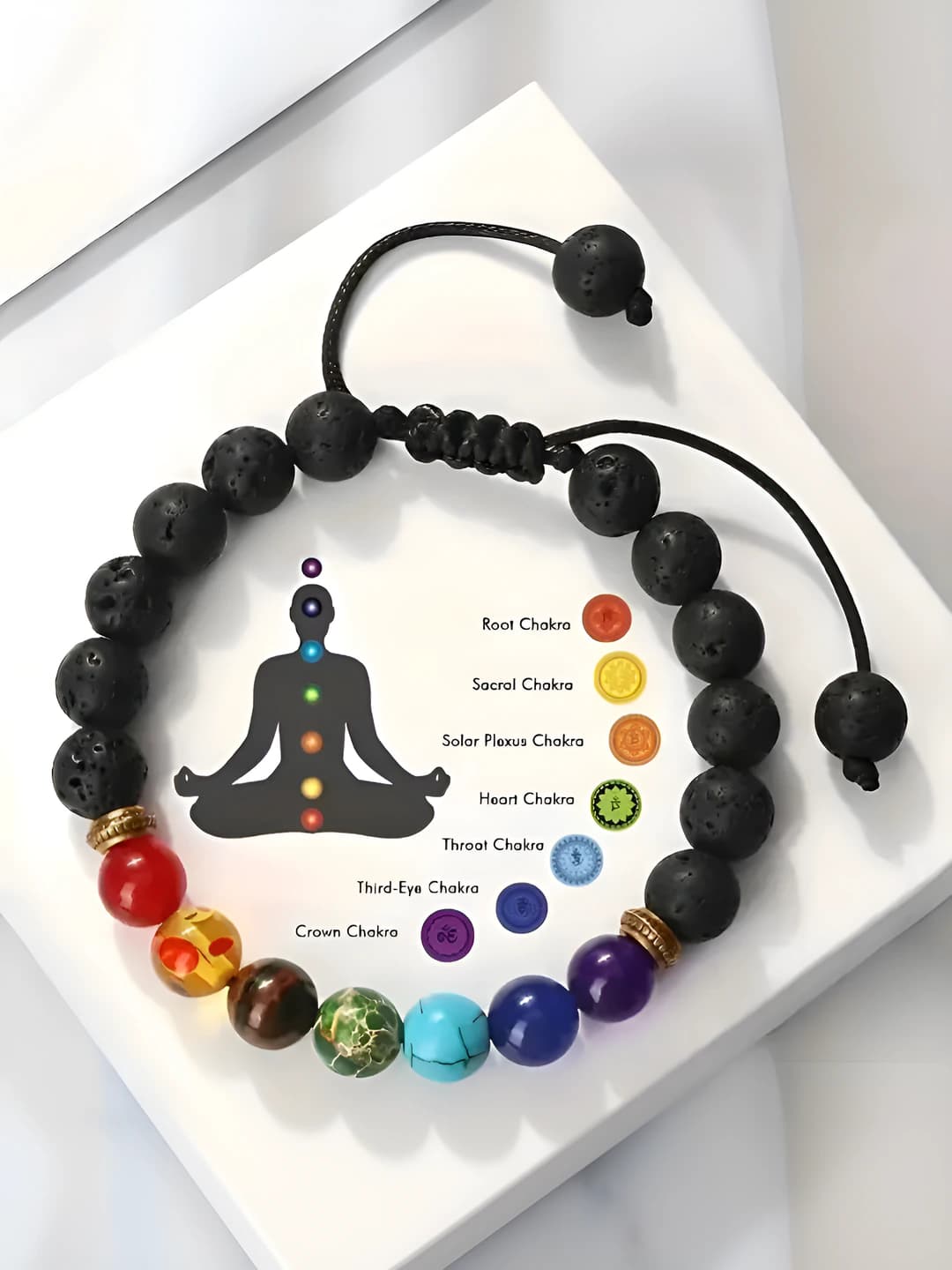 Multicolour healing volcanic stone imitation woven bracelet