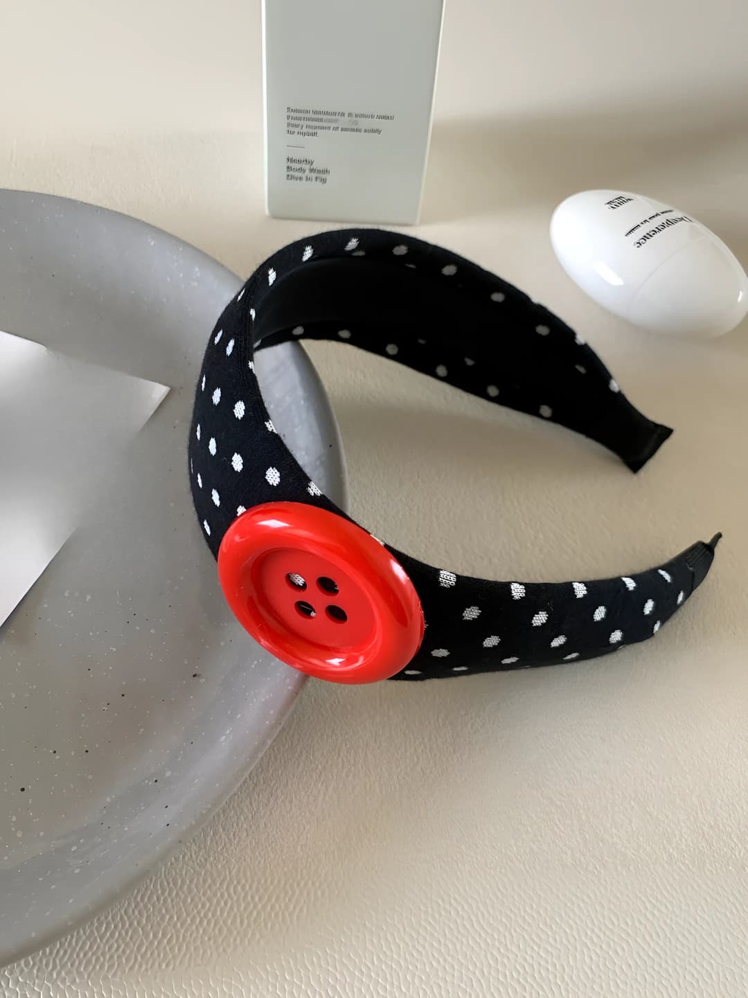 Red button headband