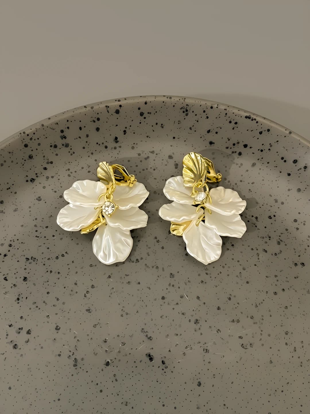 Petal flower clip-on earrings