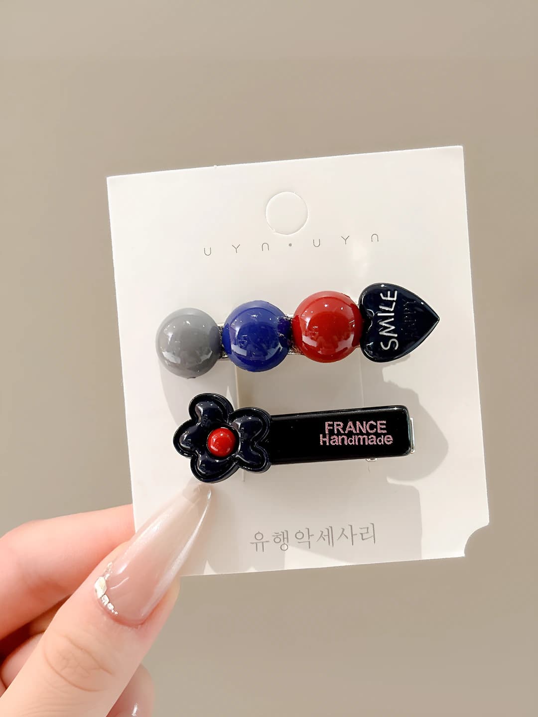 Blue & red flower clip 4.5/5.5 cm