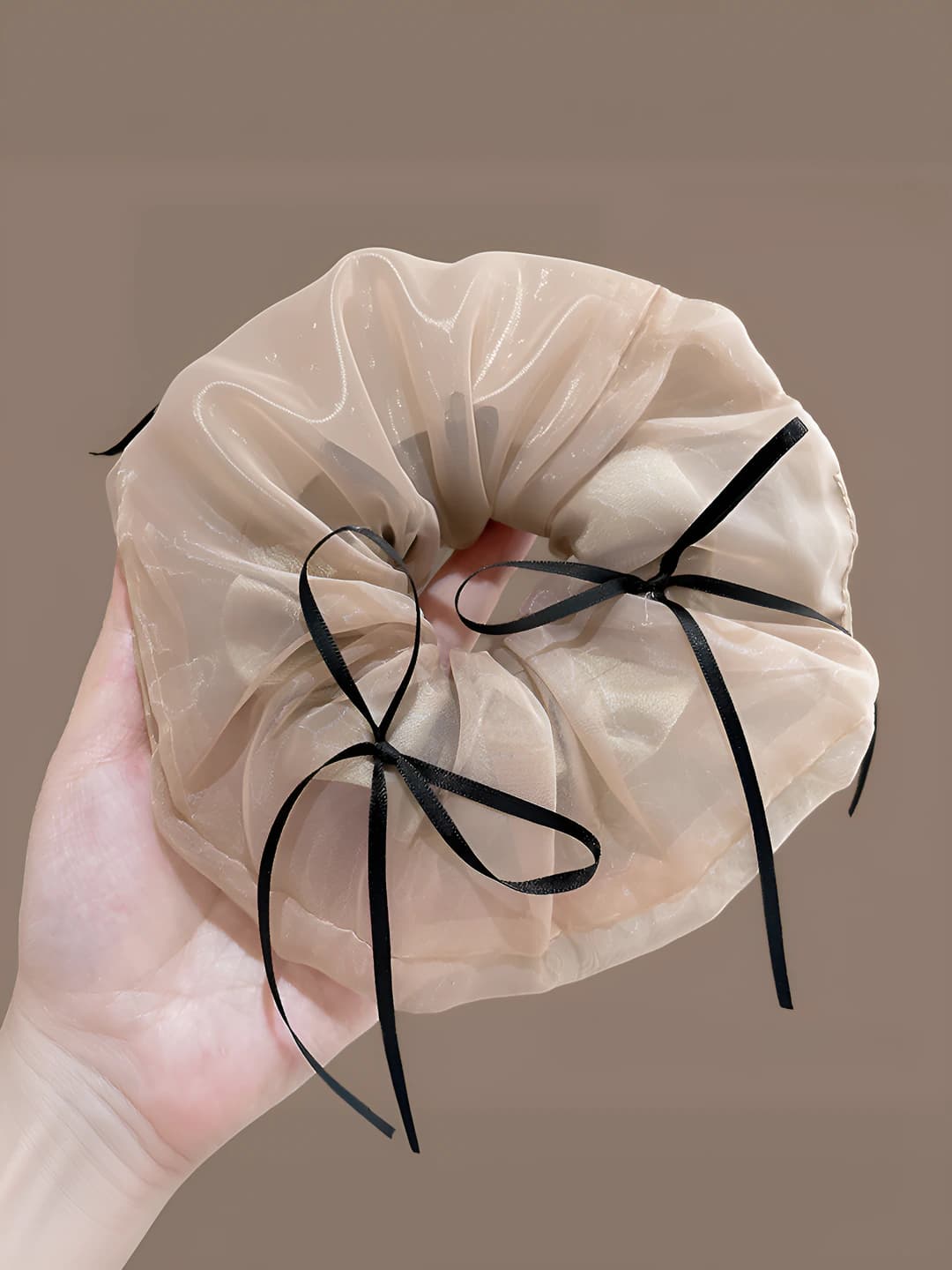 1# Coffee bow hair tie ~16cm