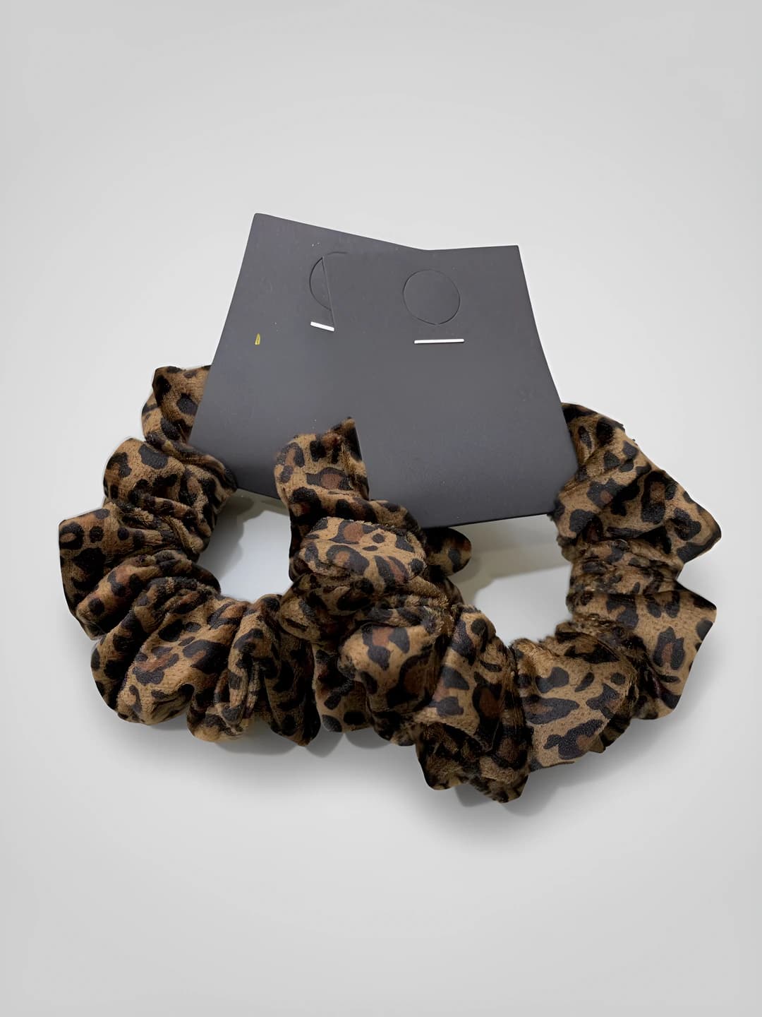 Women's leopard-print fabric hair scrunchies, retro style, stretch