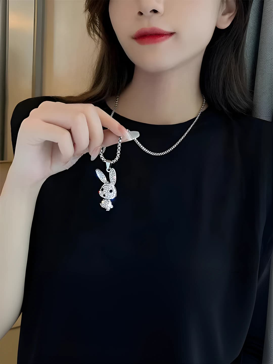 Diamond rabbit + [60cm titanium chain]