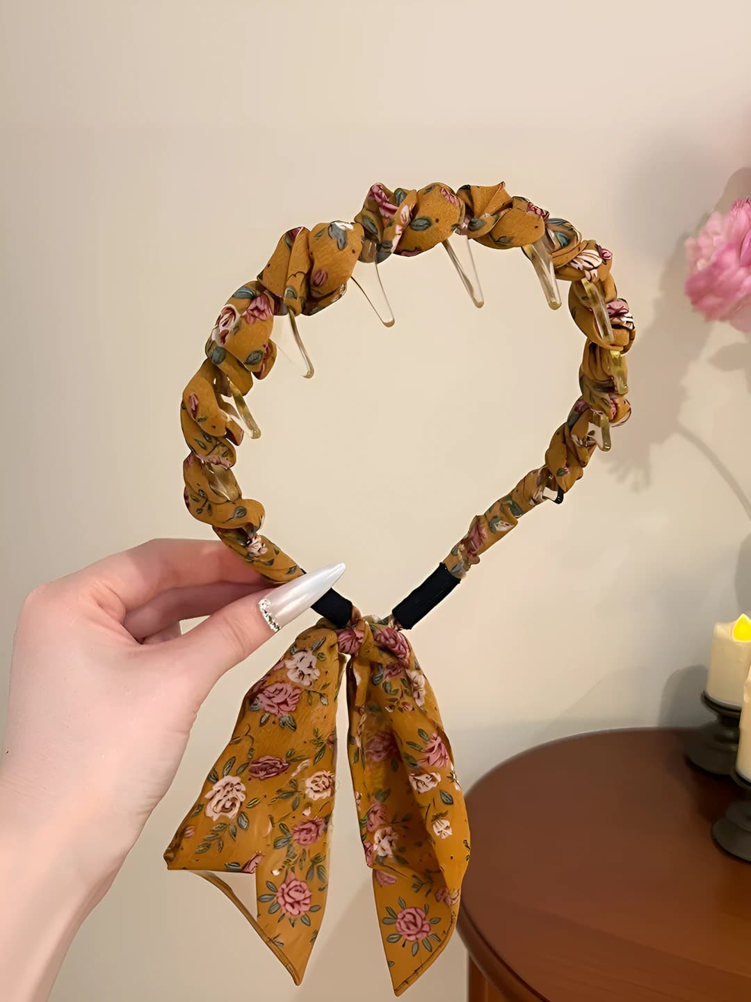 Yellow fabric headband