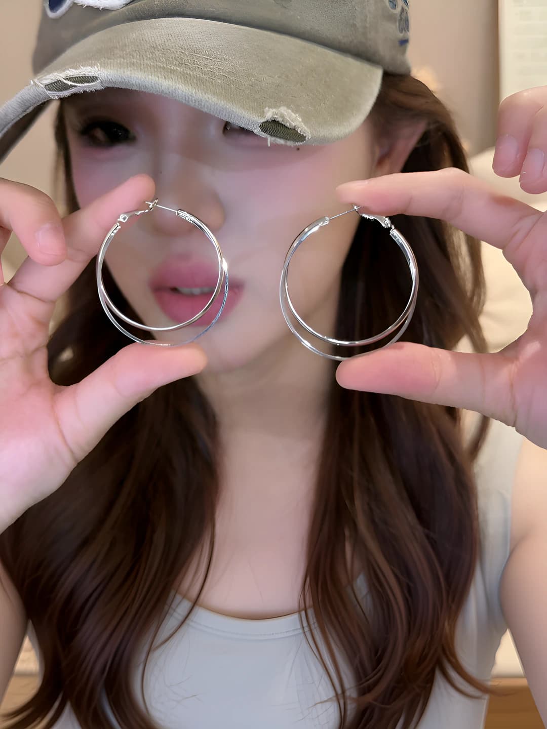 Серебряный двойное кольцо 4cm