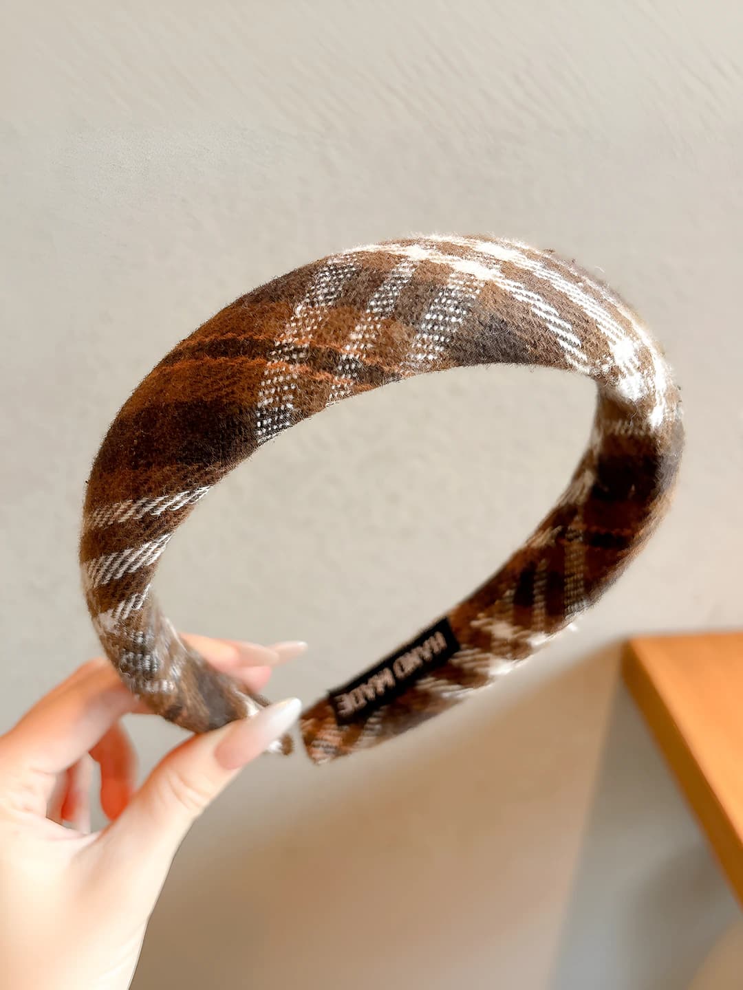 5# Coffee plaid hairband (wide edge)