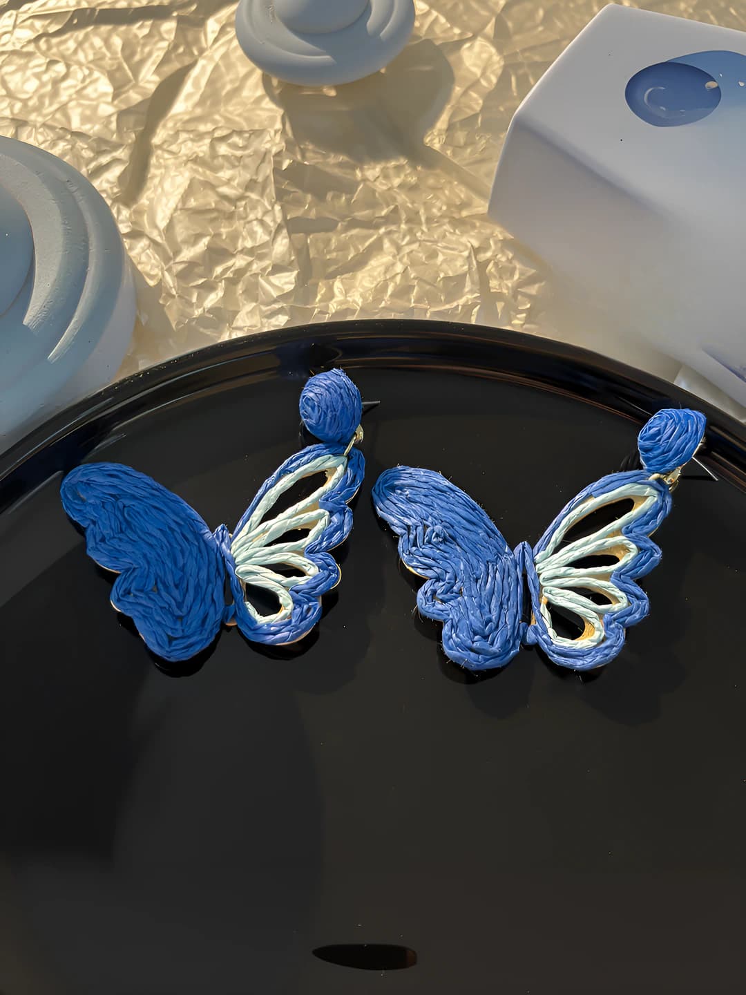 Blue butterfly studs - 7 cm