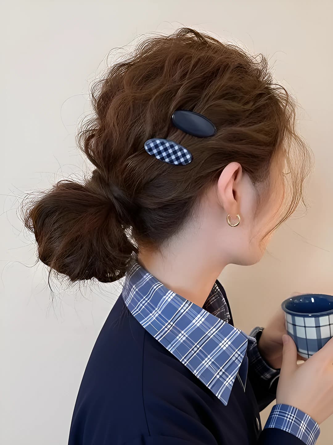 1# Blue plaid 2 pcs - 4cm