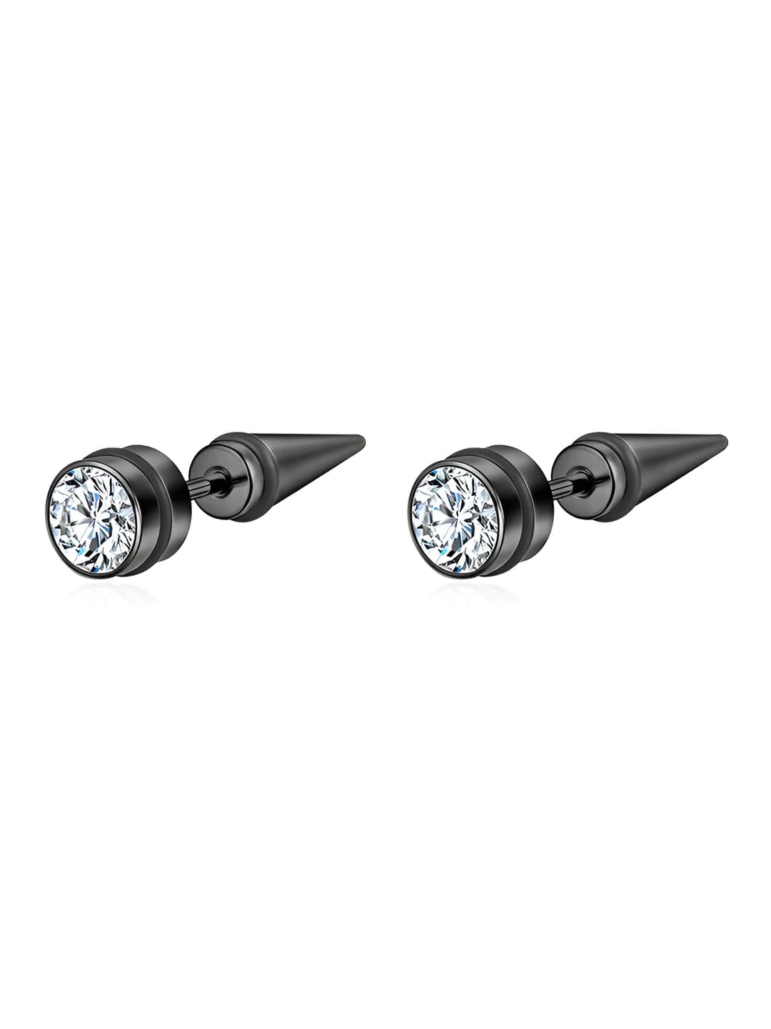 Diamond cone earrings, black