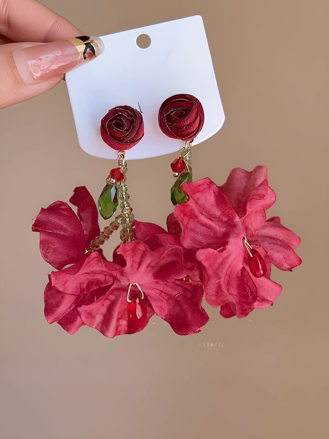 Rose tassel earrings