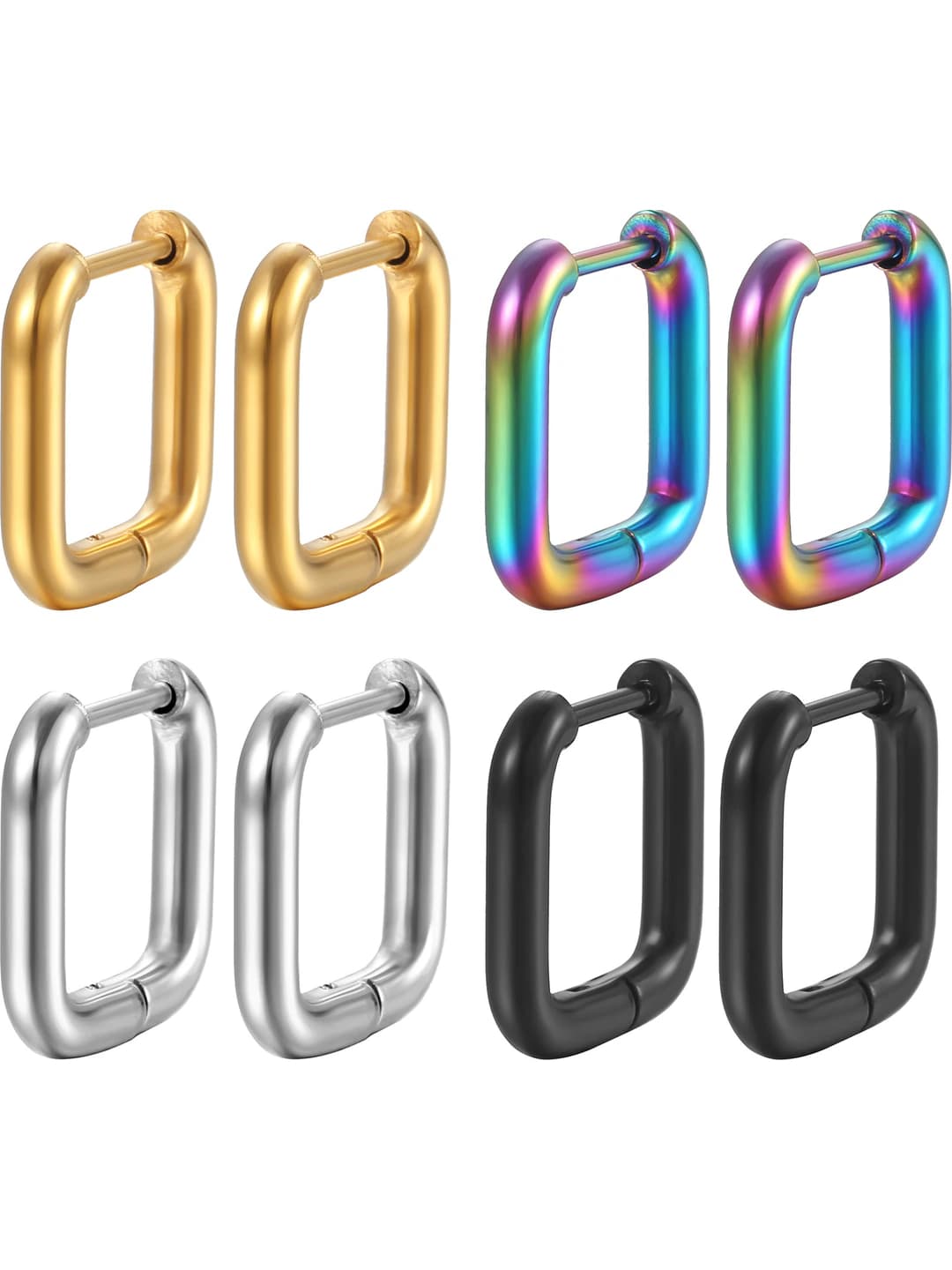 Square titanium steel hoop earrings for men and women