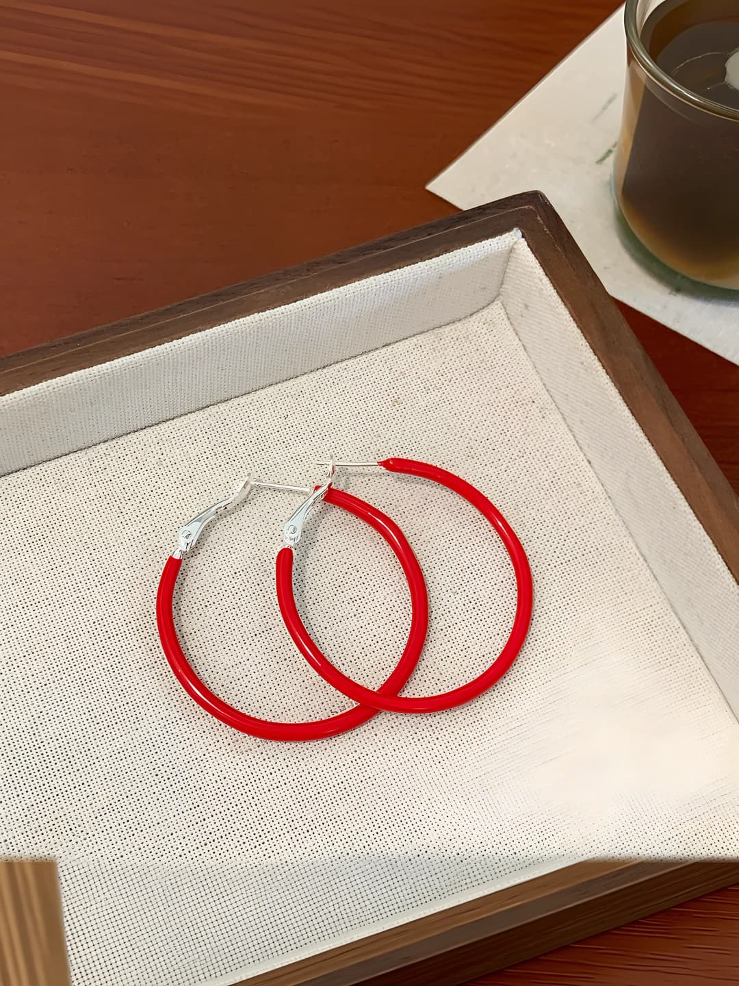 EQW026 [4CM, 0.2] Красные серьги-кольца