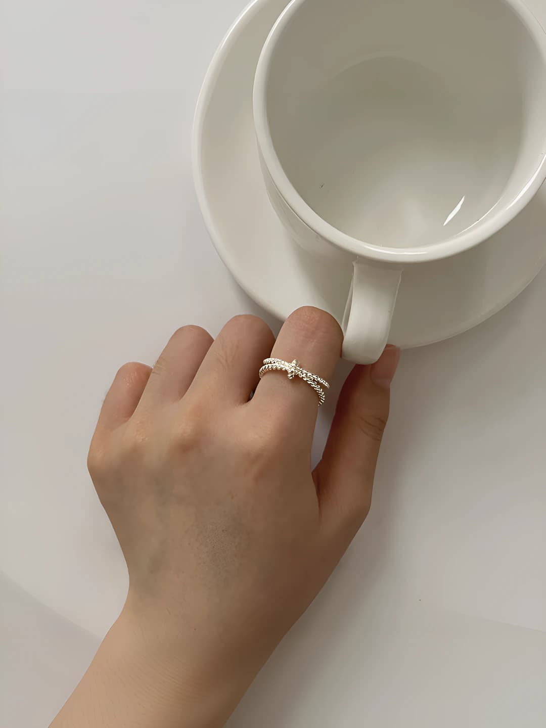 Women's adjustable ring in simple style made of copper with electroplating