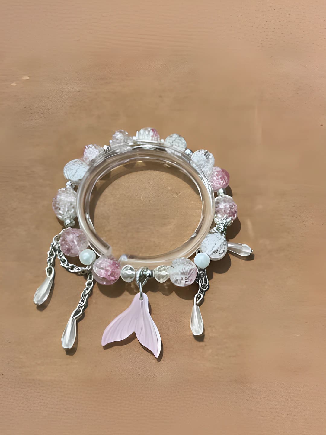 Dark pink mermaid crystal bracelet