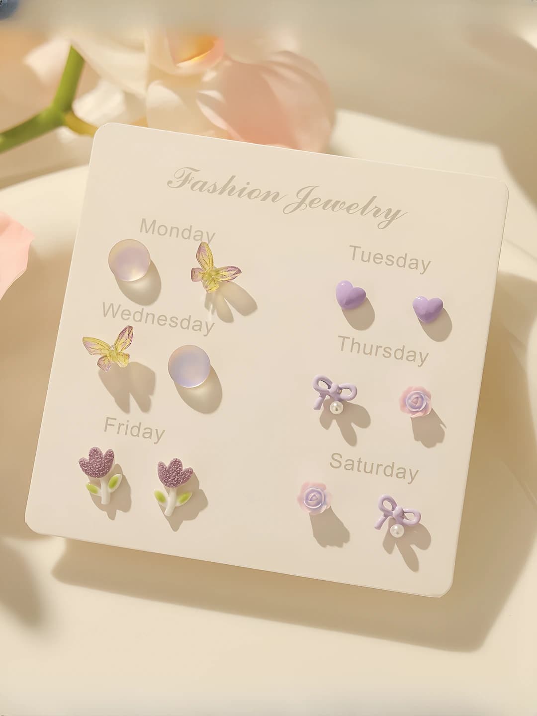 5# Purple stud earring set