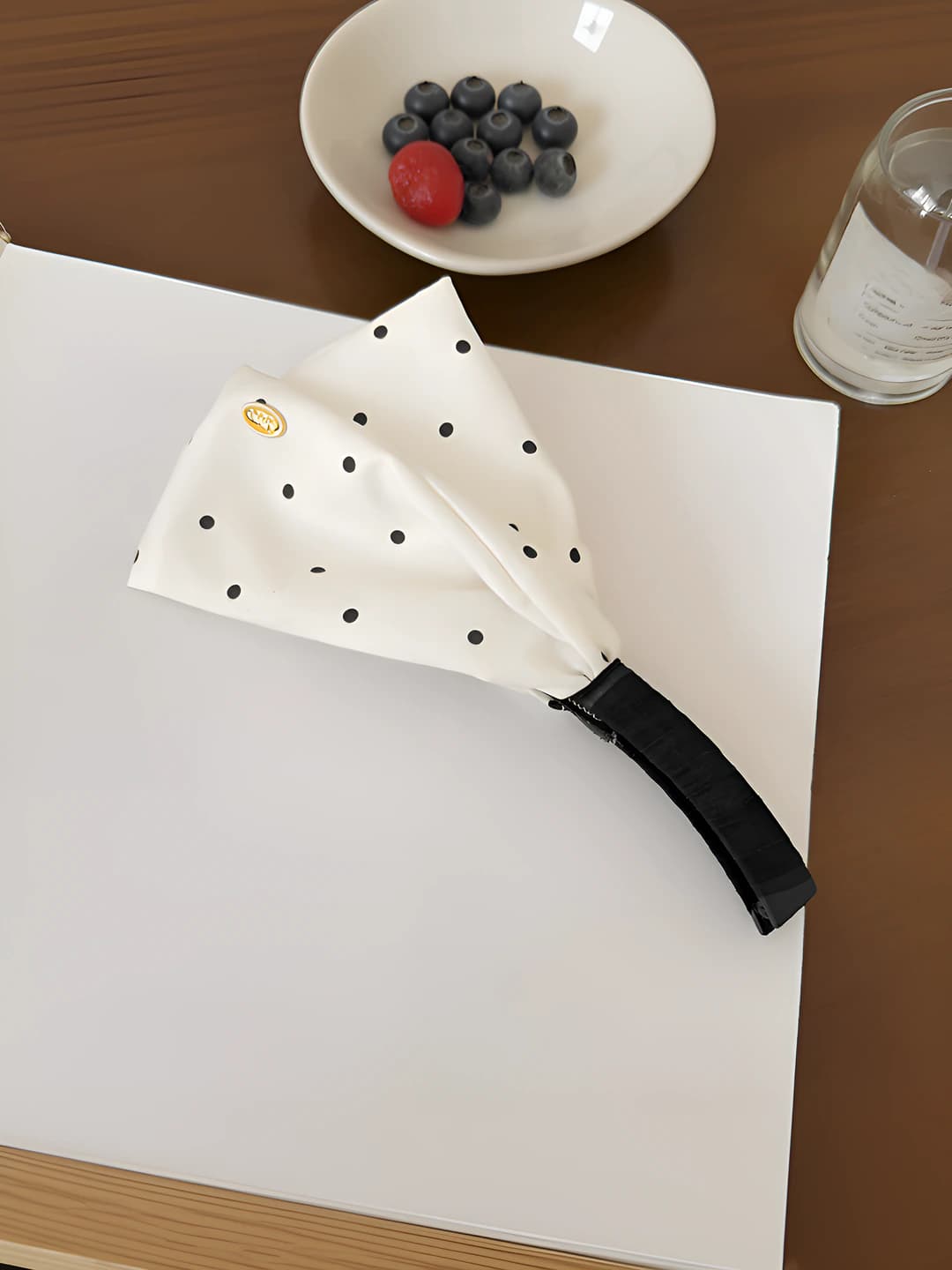 White polka dot banana clip
