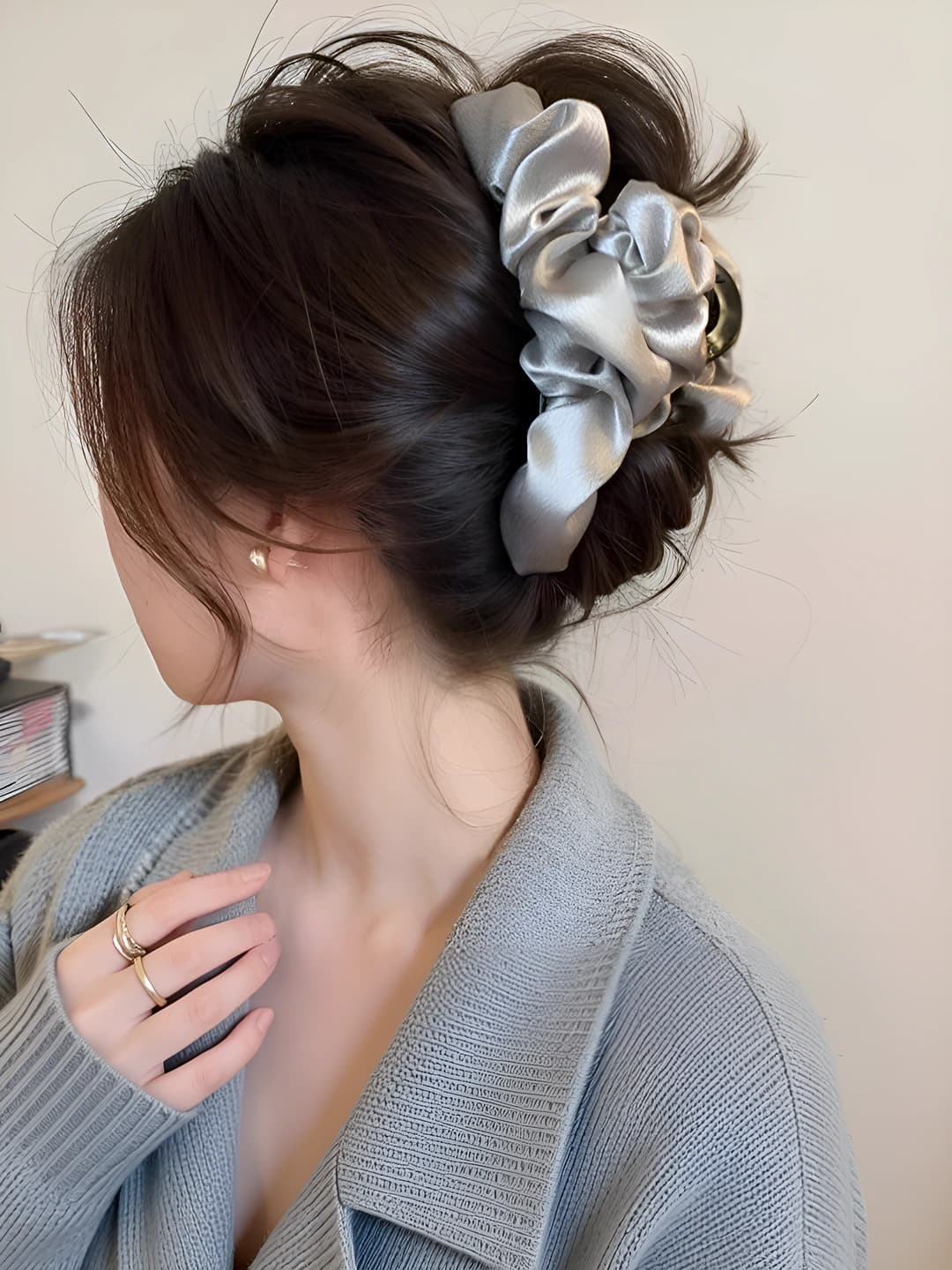 3# Серо-зелёный складчатый облако зажим 13cm