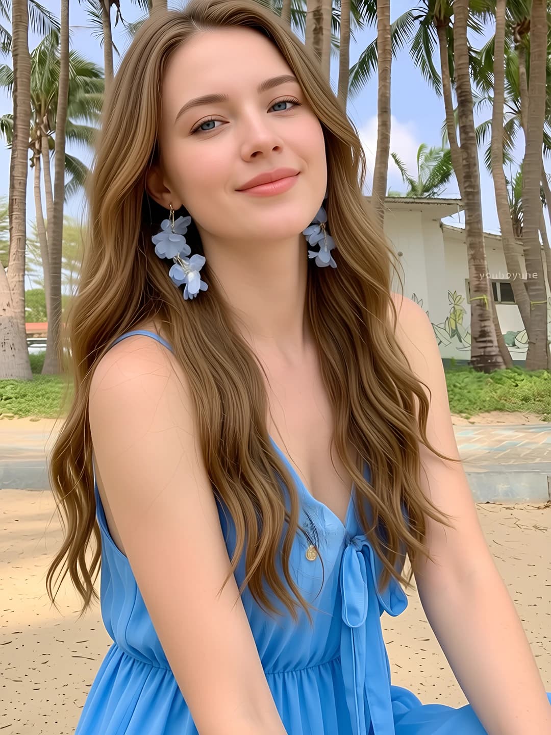 Blue bellflower earrings