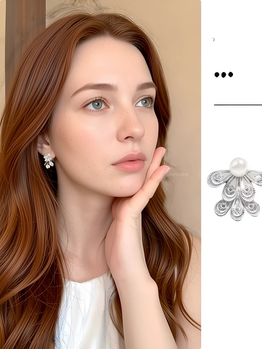 Silver double-layer lace flower studs