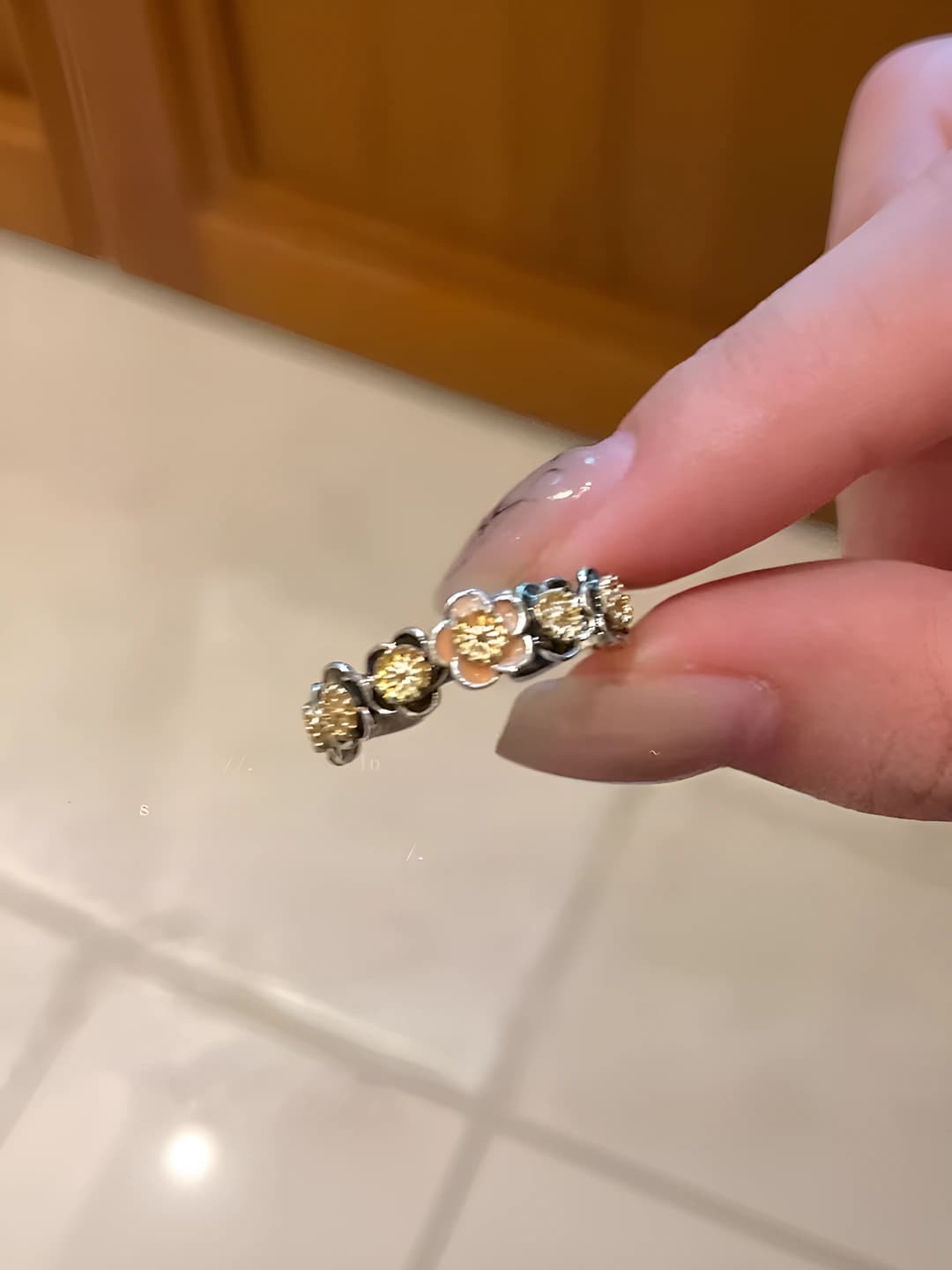 Enamel flower ring