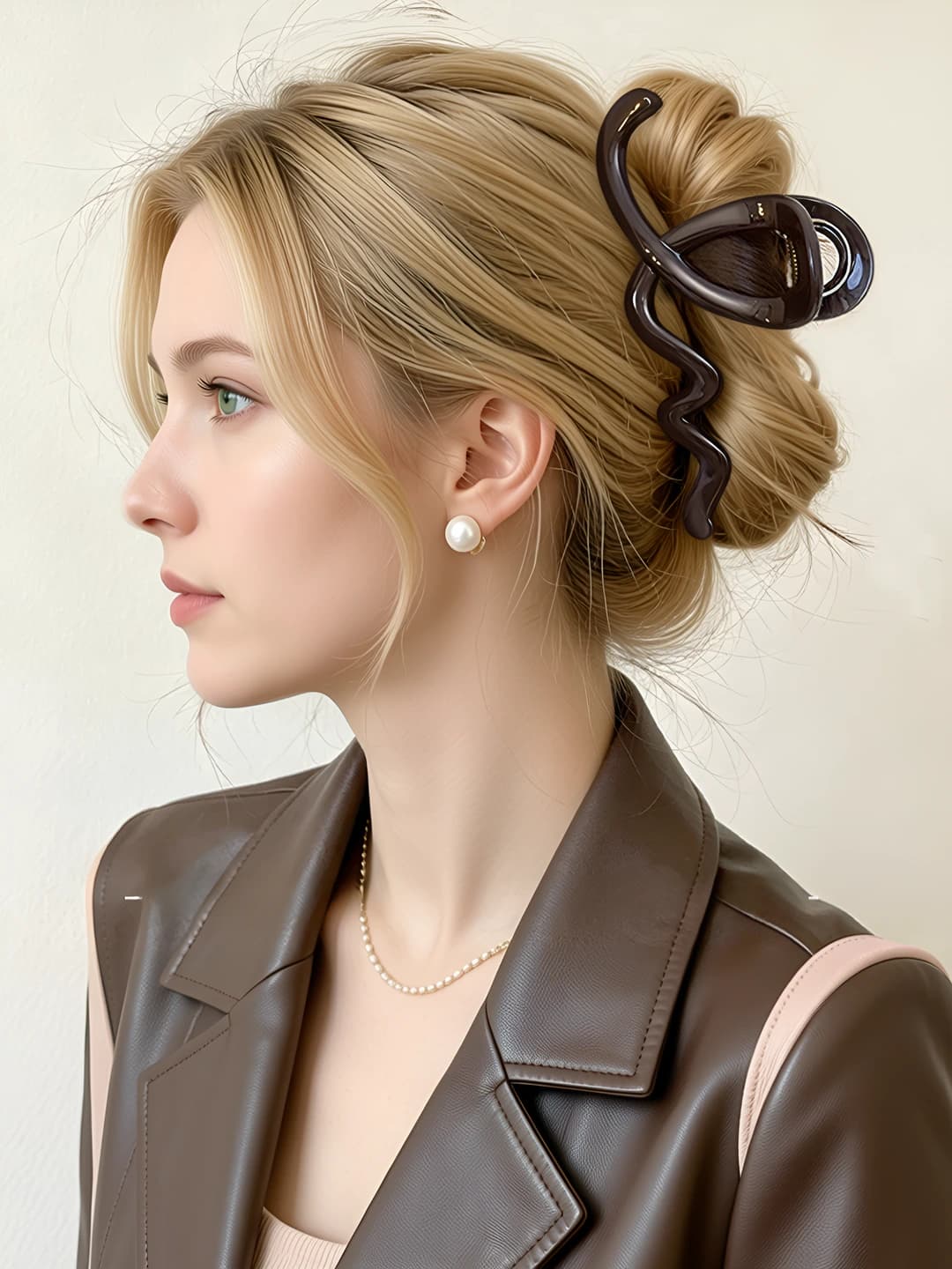 Chocolate wavy PC claw clip - approx 12.2 cm