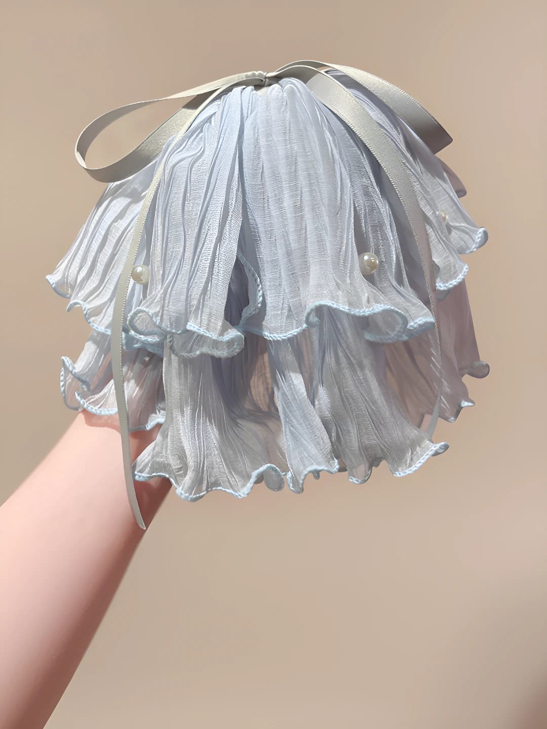 Blue, 4 cm, ribbon 17 cm, bow 18 cm
