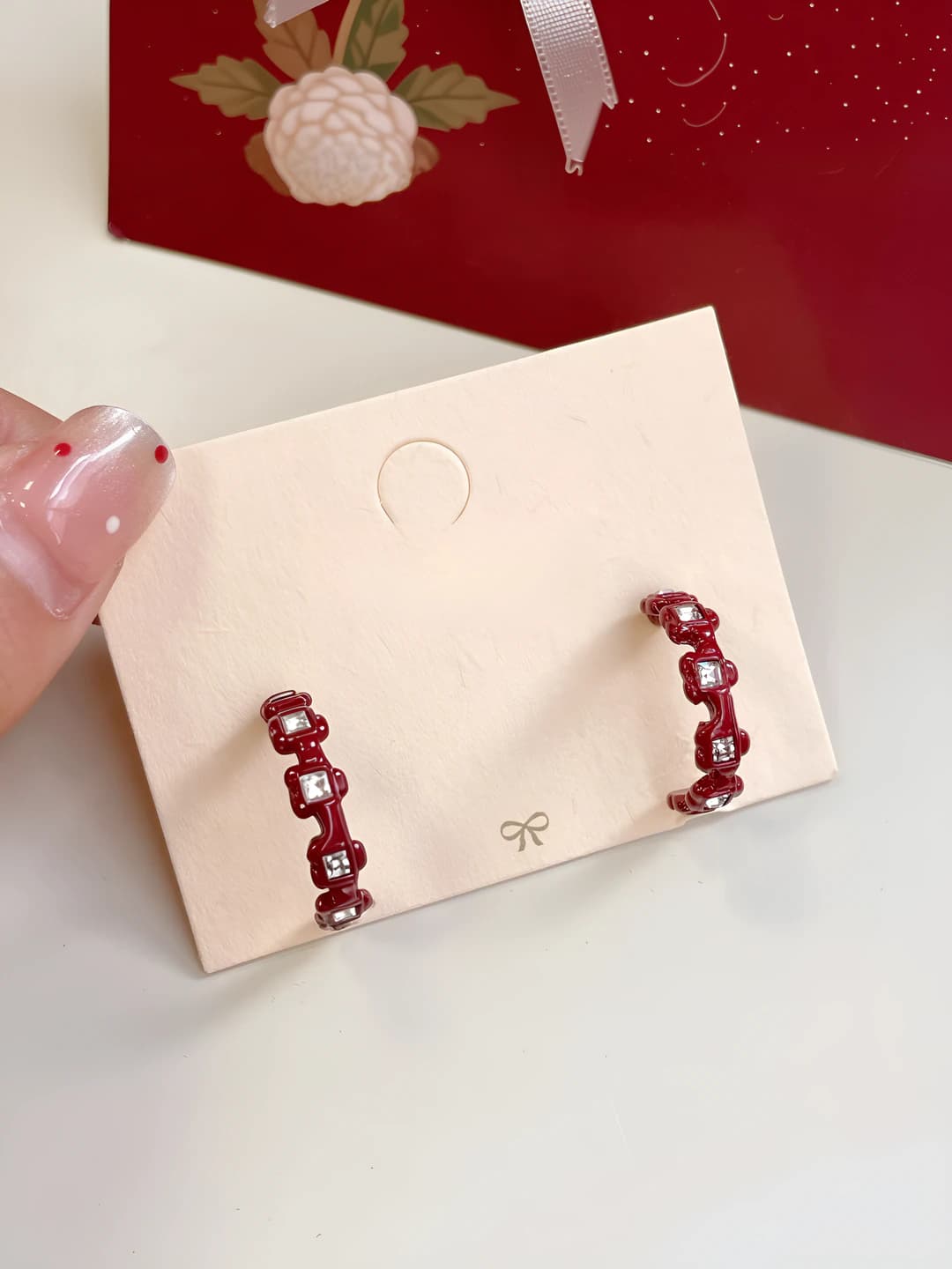 Red Ring Square Diamond C-Ring