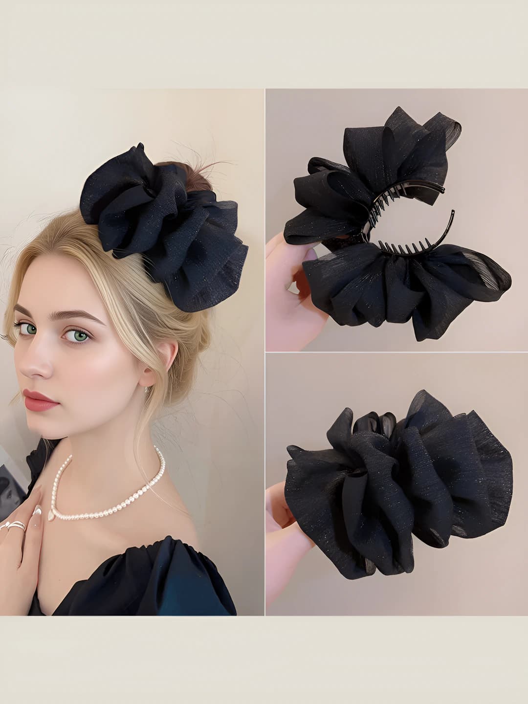 Black high bun clip