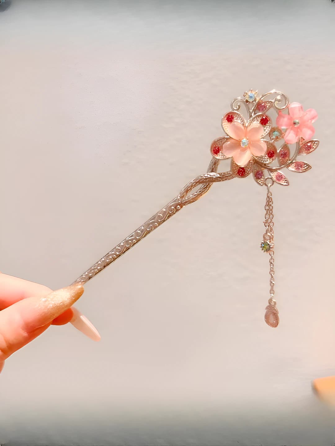 1# Pink flower hairpin FZ001
