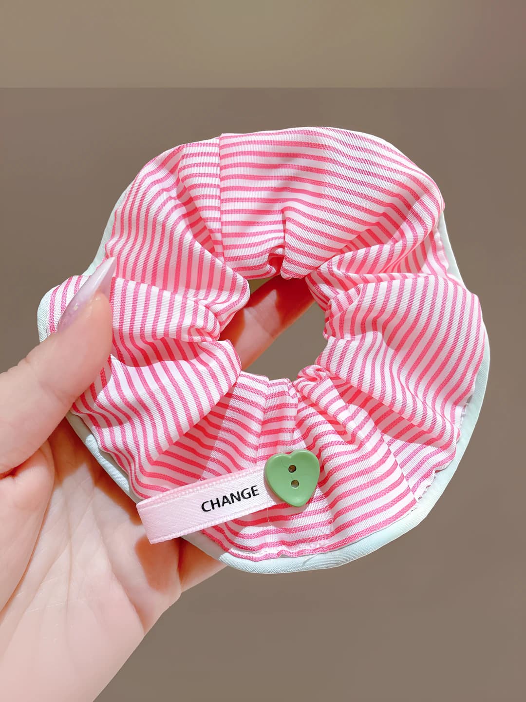 1# Small fresh baguette scrunchie pink - Fabric - ~12.5 cm
