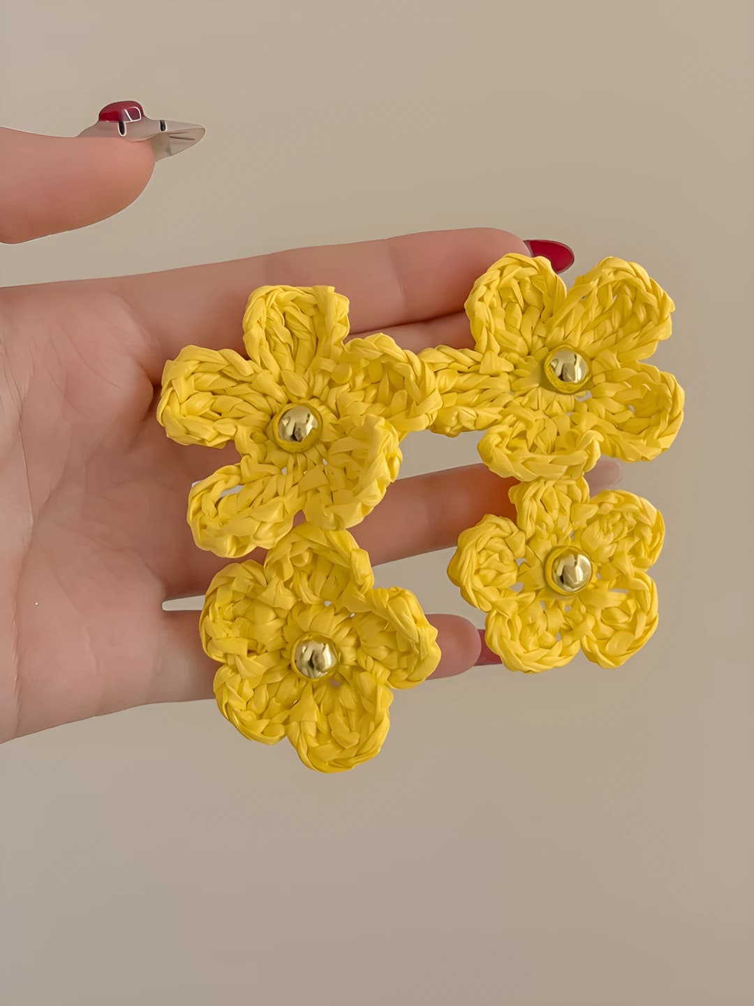 Double-layer yellow floral studs, 925