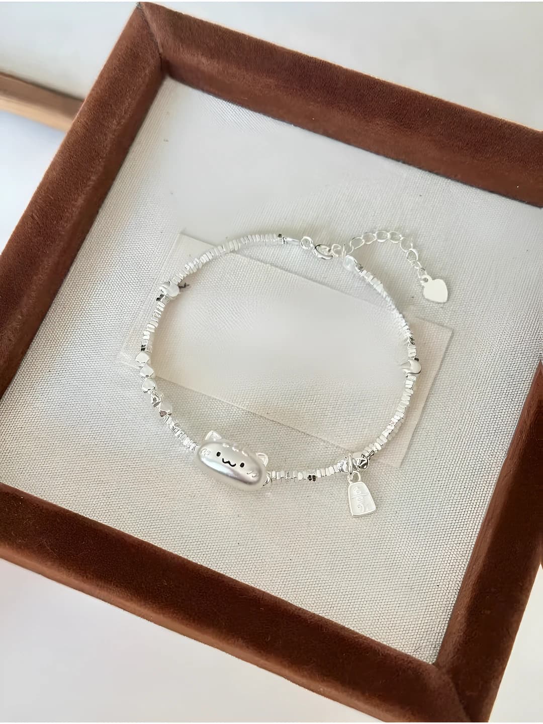 Серебристый котик браслет