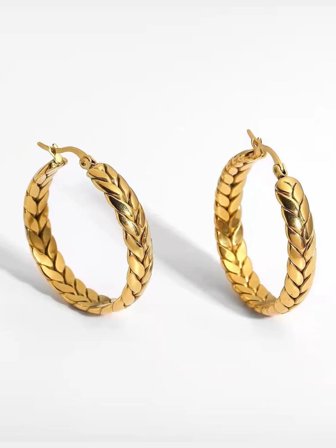 Wheat pattern, gold, pair, 30MM