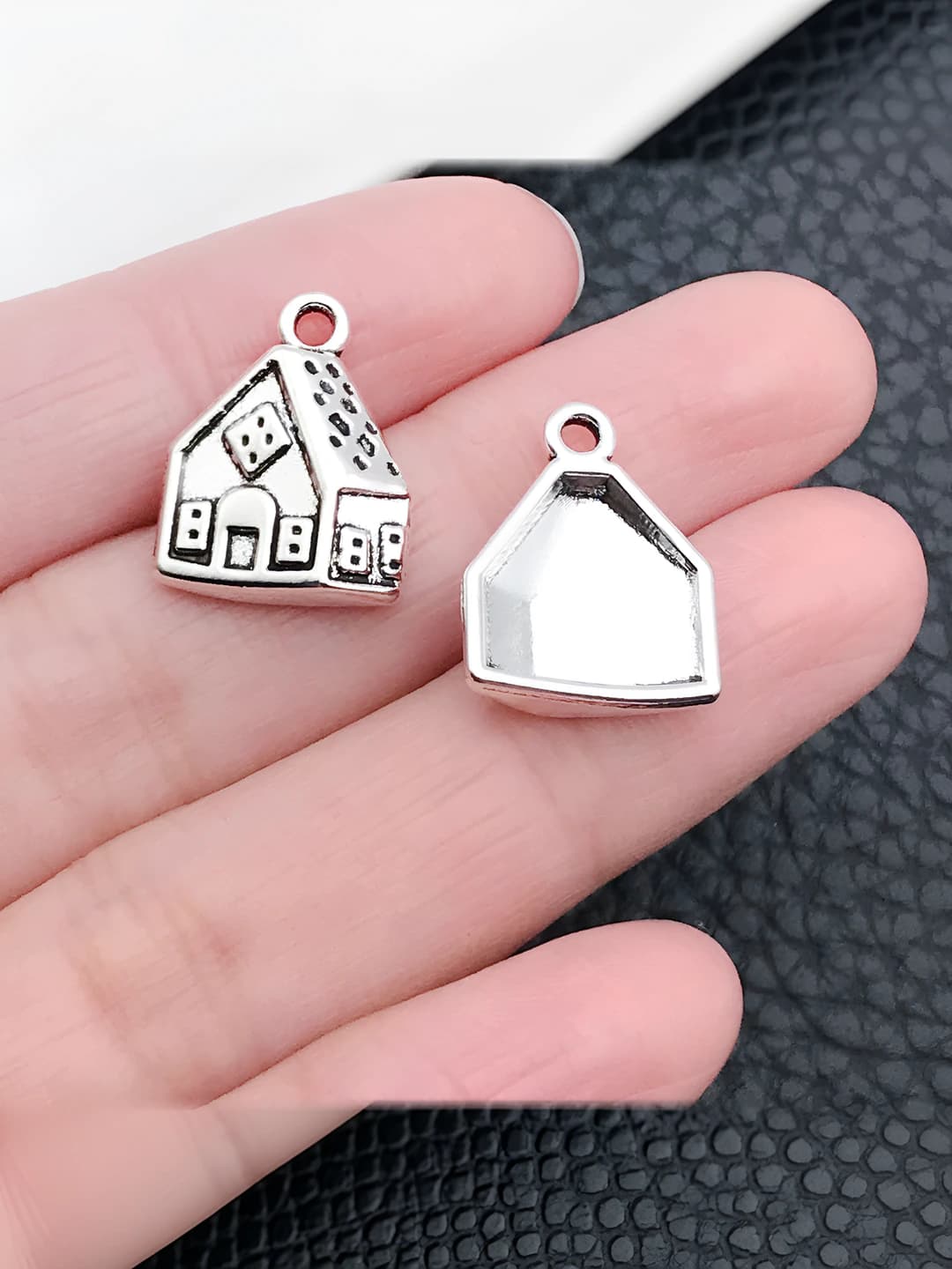 1 шт. старинный серебро дом 13x17mm-1.3g-7590