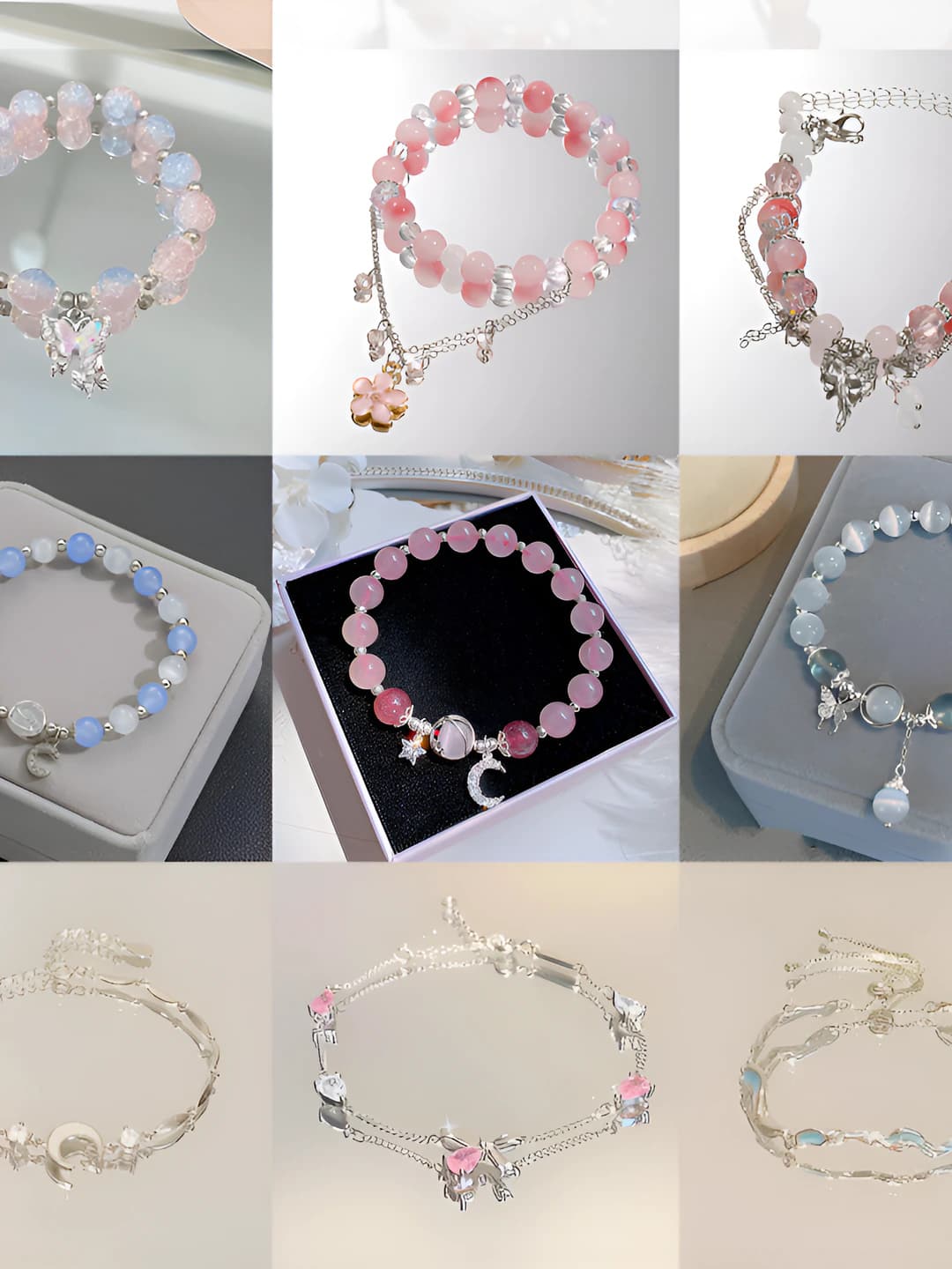 Women's colorful crystal bracelet with star and moon design