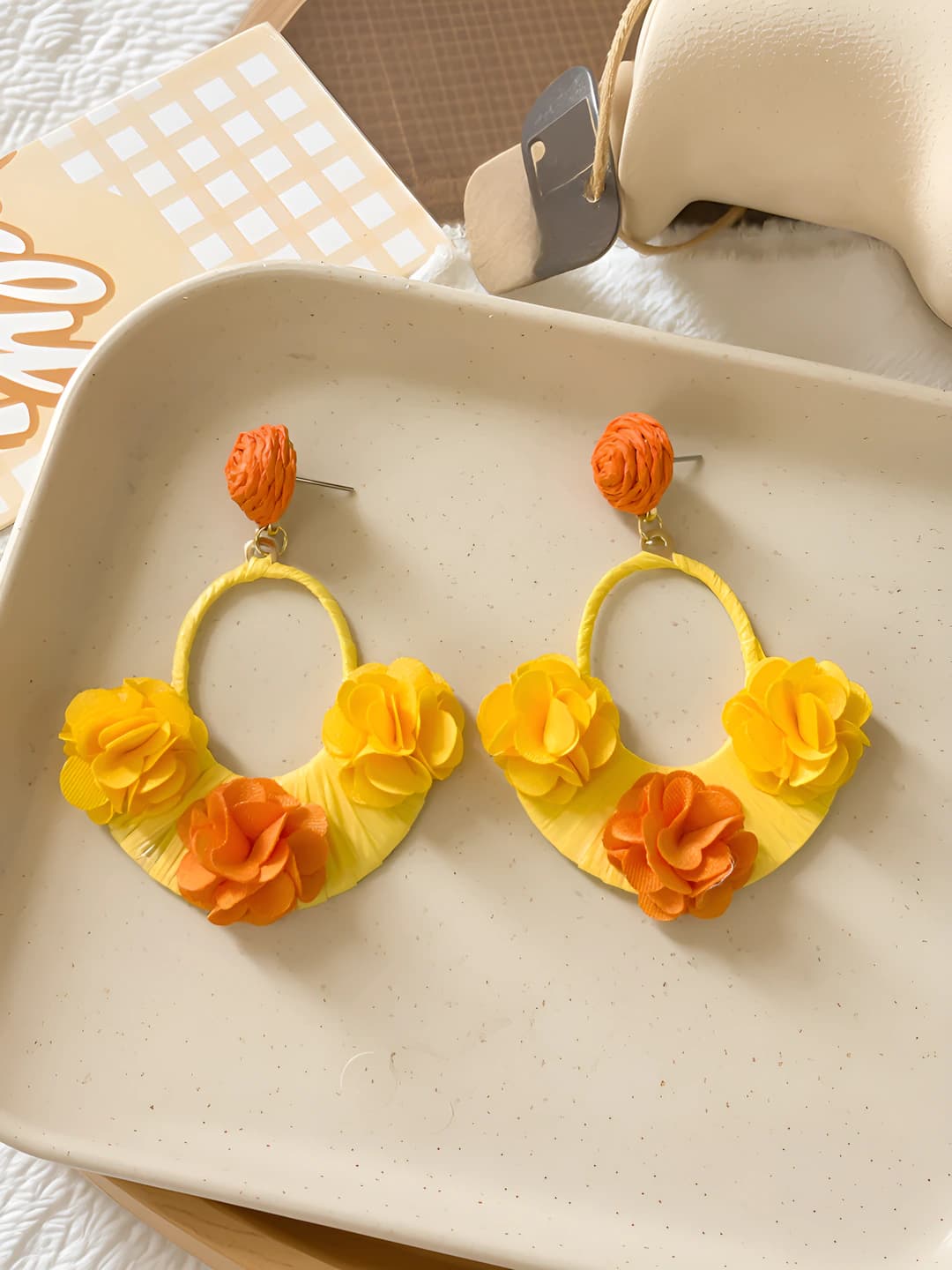 Orange, floral, basket