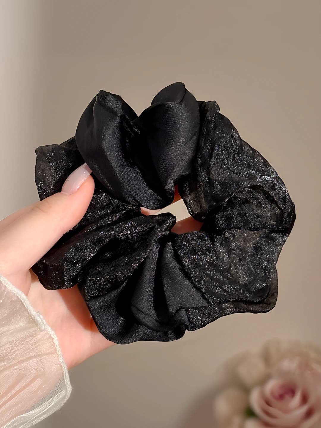 1# Patchwork scrunchie - black approx. 13 cm