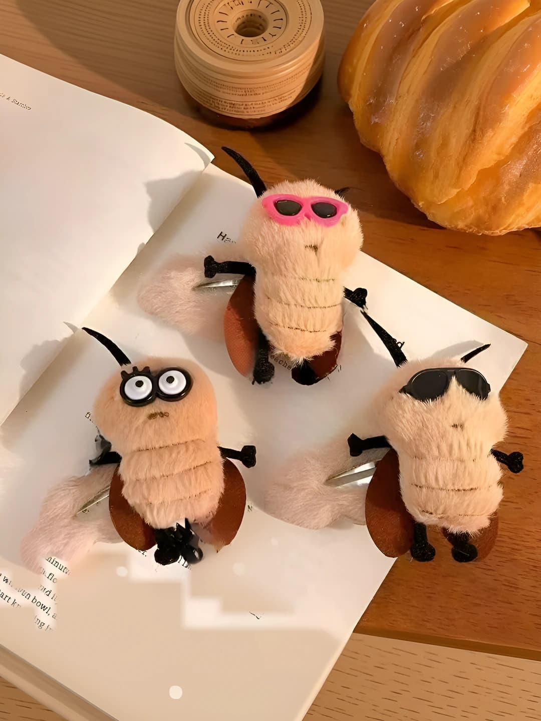 Women's soft plush bee hair clips
