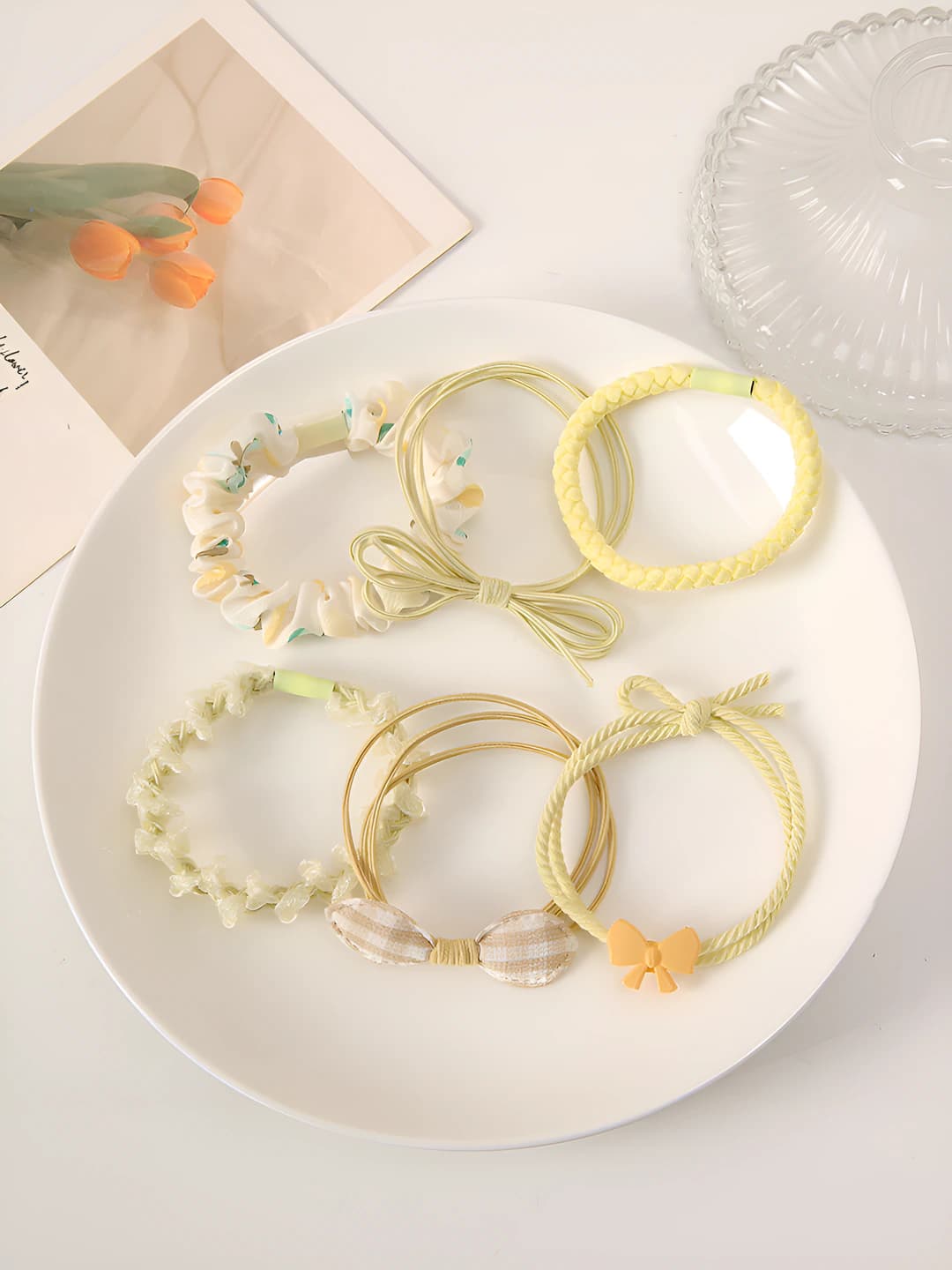 Girls hair ties - Yellow - 6 pcs