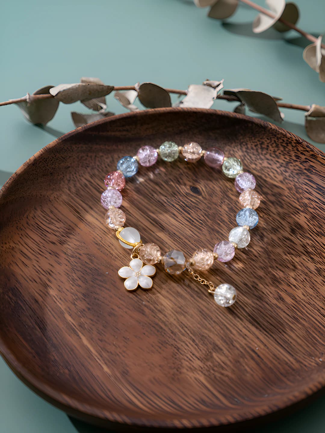 Multicolour crystal flower bracelet