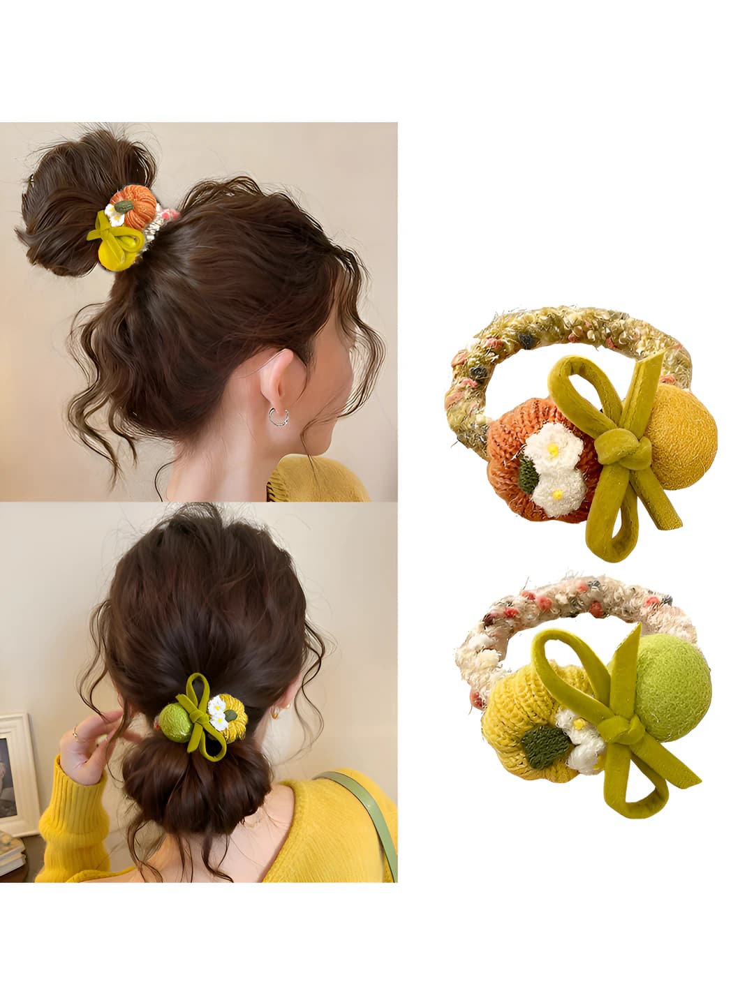 Women's decorative hair tie: seamless, stretch, faux pearl, cartoon style hair accessory