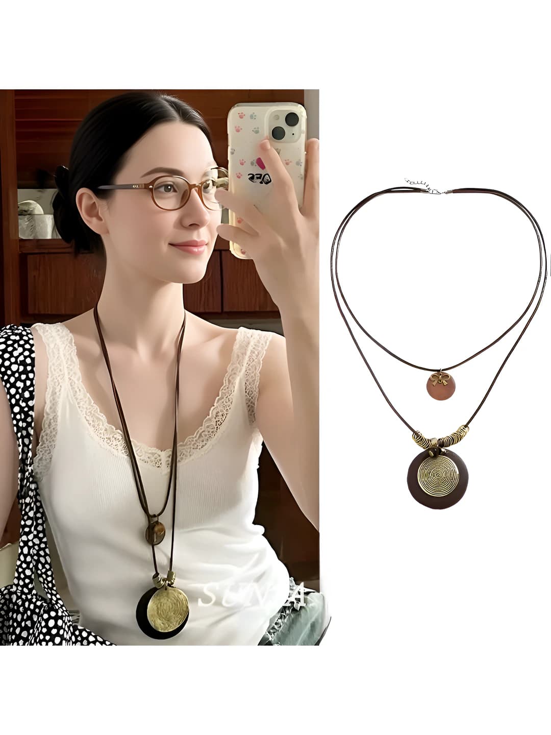 7# necklace - gold - coffee