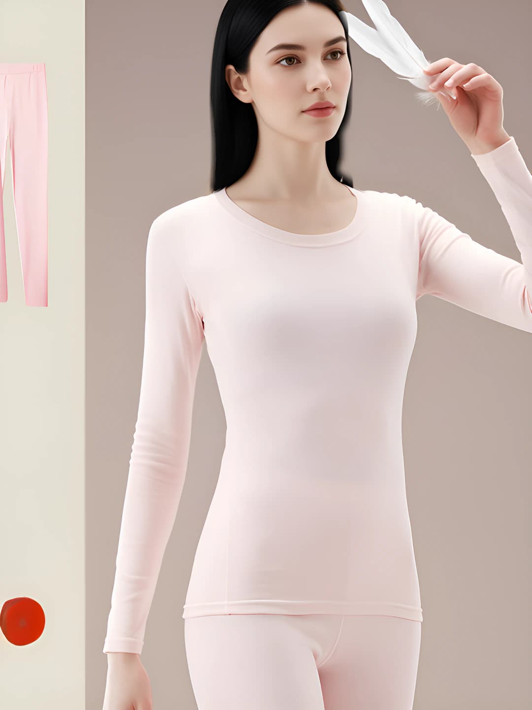 Women's thermal underwear set 2026 autumn-winter, thin, seamless, long sleeve, trousers, crew neck, solid colour