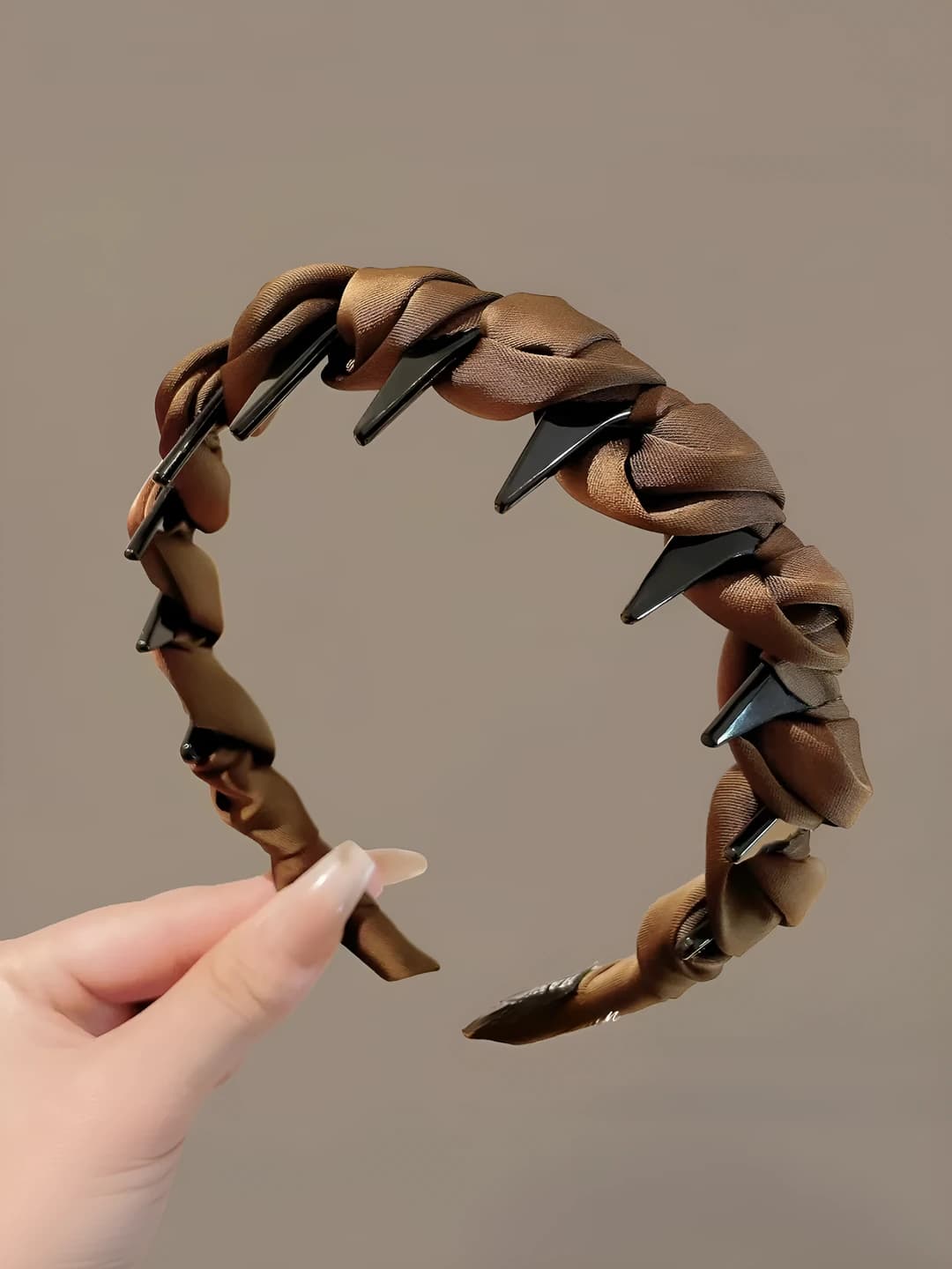 Satin wrap headband [Coffee]