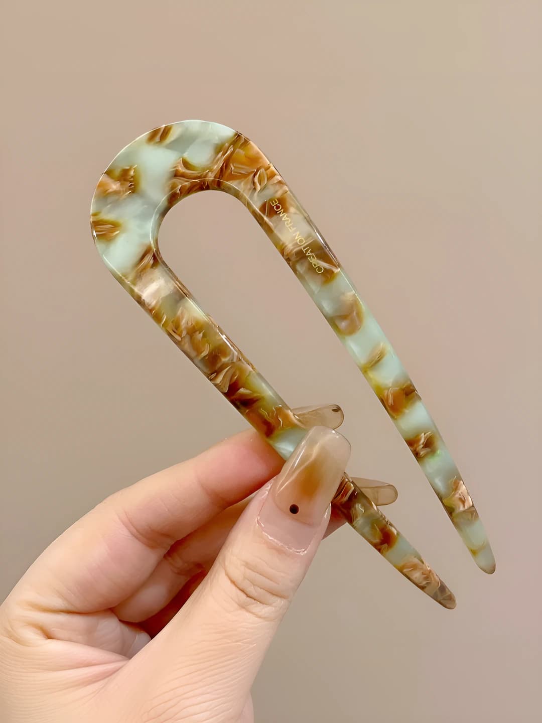 Rang-barang yashil acetat U-shape soch tasi