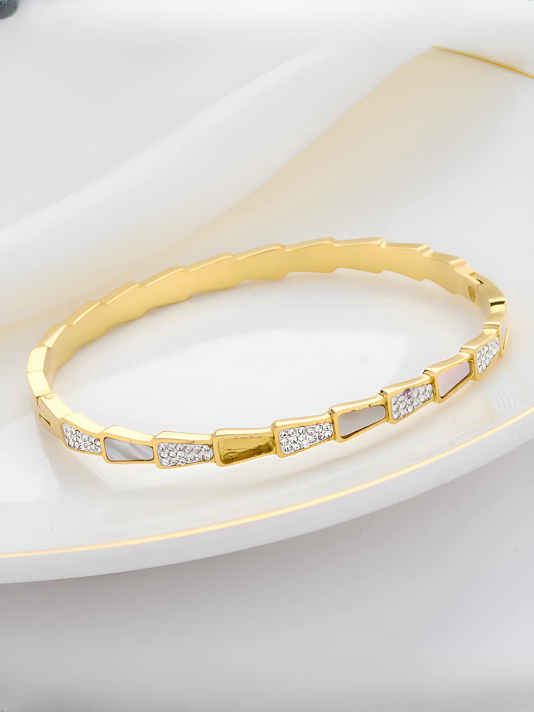 Women's titanium steel bracelet with zircon stones and elegant design