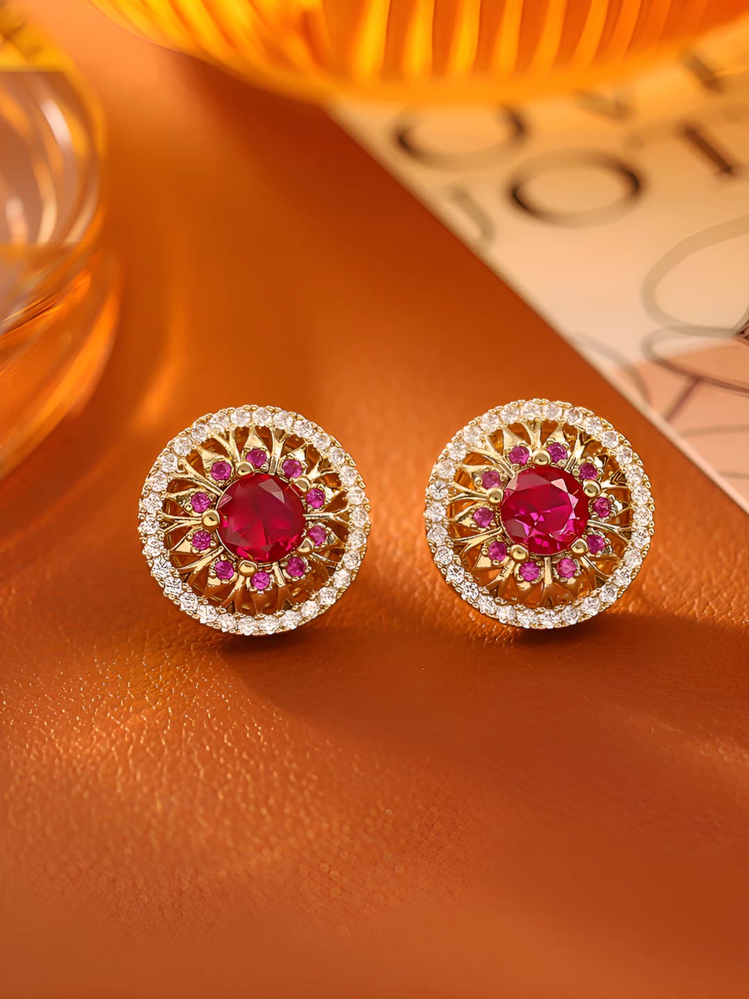 Red zircon studs (S925 silver)