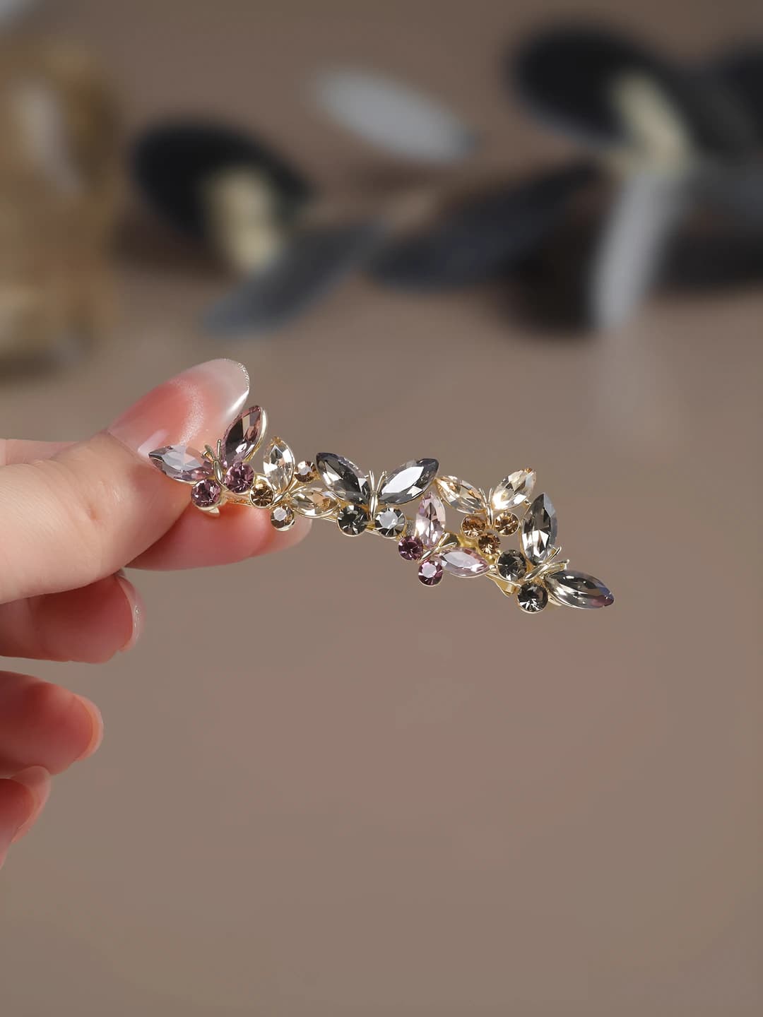 Multicolour butterfly spring clip